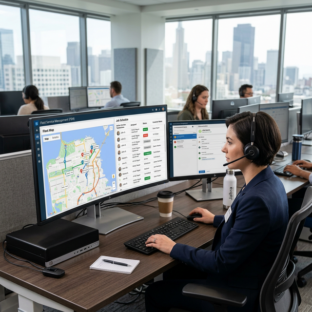 AI receptionist answers while dispatch stays in sync